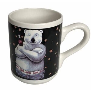 Coca Cola Polar Bear Coffee Mug Cup 1996 Gibson Bear‎ Jeans Christmas Winter